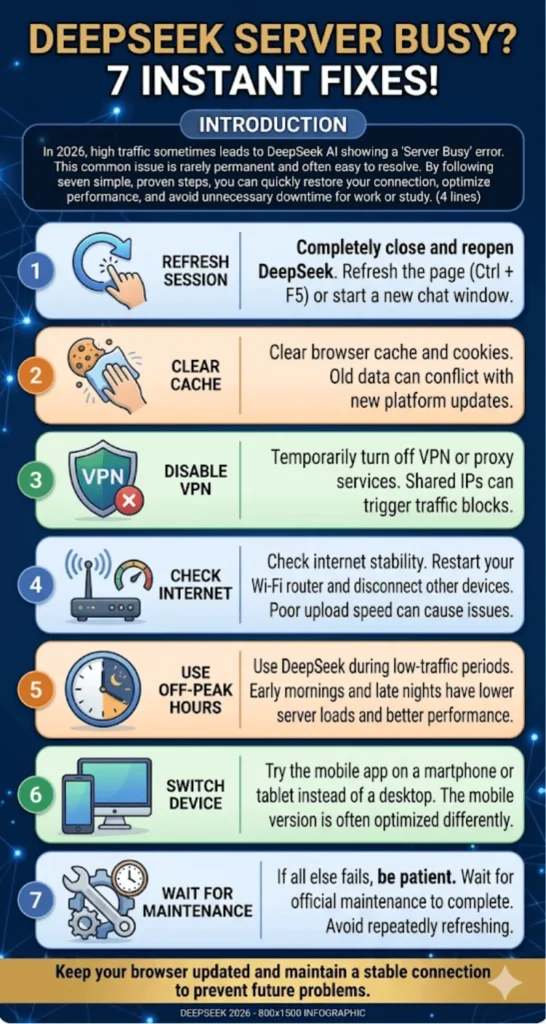 DeepSeek Server Busy? 7 Instant Fixes That Actually Work in 2026