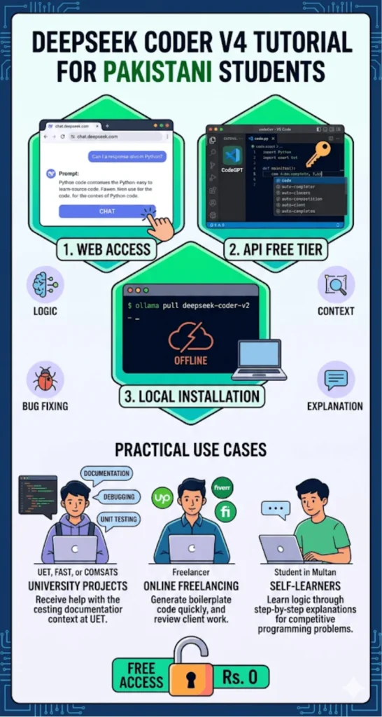 DeepSeek Coder V4 Tutorial How Pakistani Students Can Learn Coding For Free