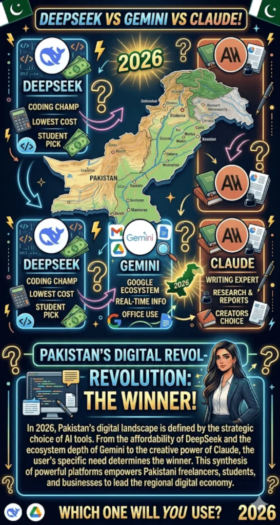 DeepSeek vs Gemini vs Claude Which AI Is Best For Pakistan In 2026?